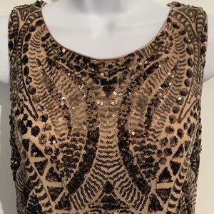 Vince Camuto Bronze sequin dress sleeveless with back zipper size 8